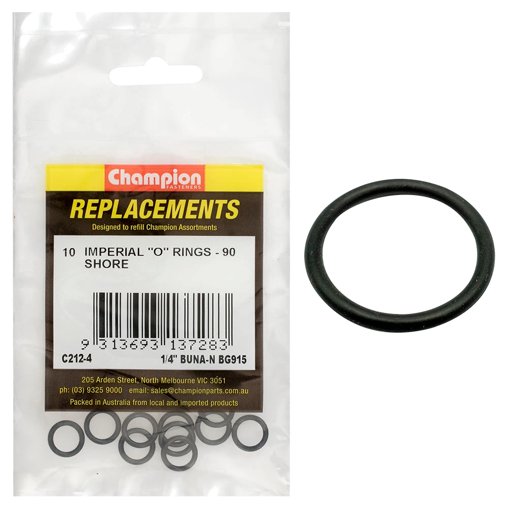 Champion 1/4in(Tube Ref) x.351(I.D) x.072 (Sec.) O-Ring-10pk