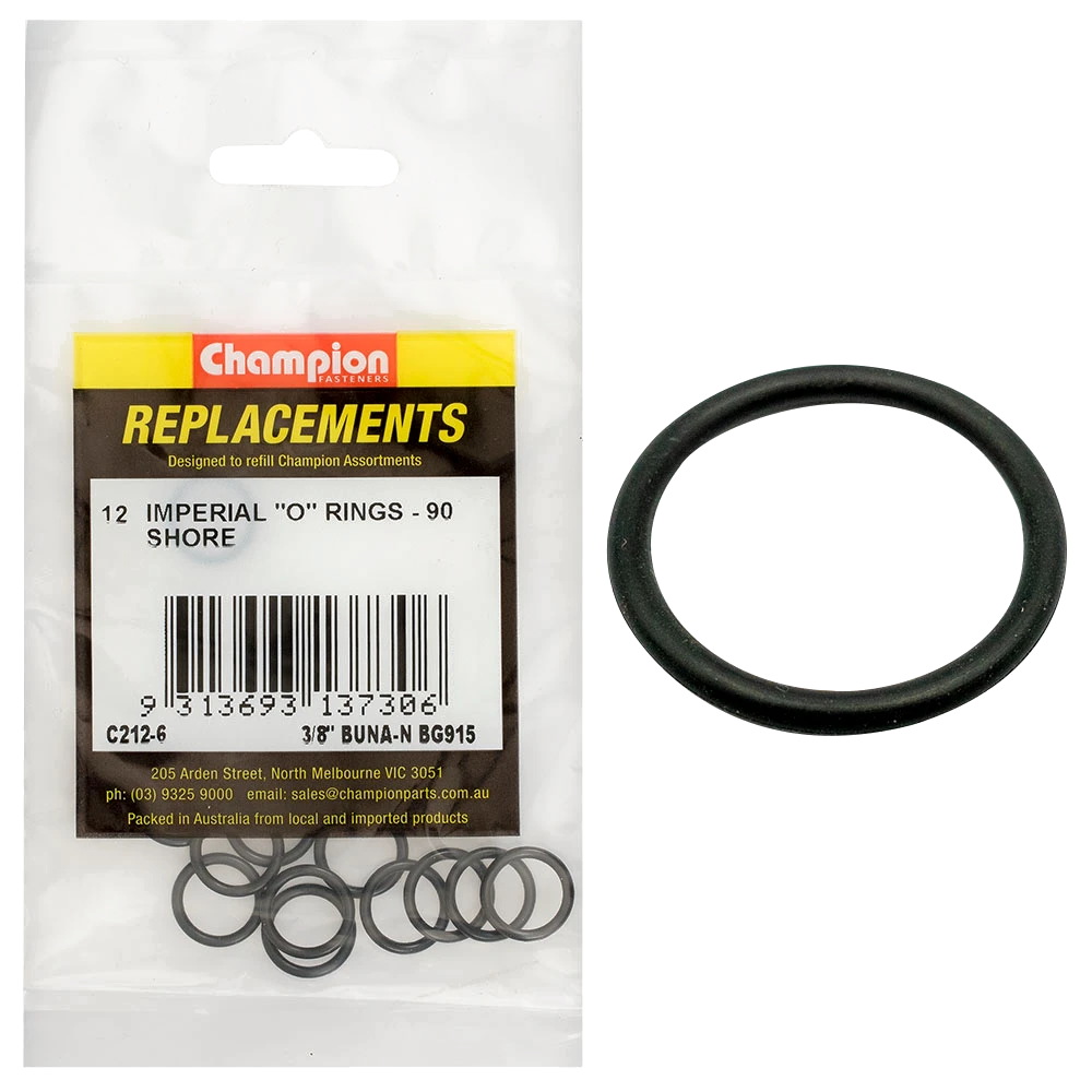 Champion 3/8in(Tube Ref) x.468(I.D) x.078 (Sec.) O-Ring-12pk