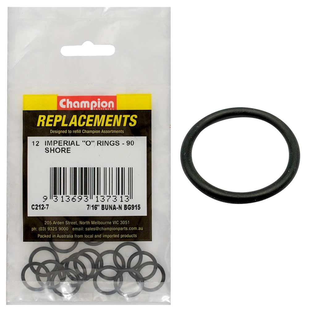 Champion 7/16in(Tube Ref) x.530(I.D) x.082(Sec.) O-Ring-12pk