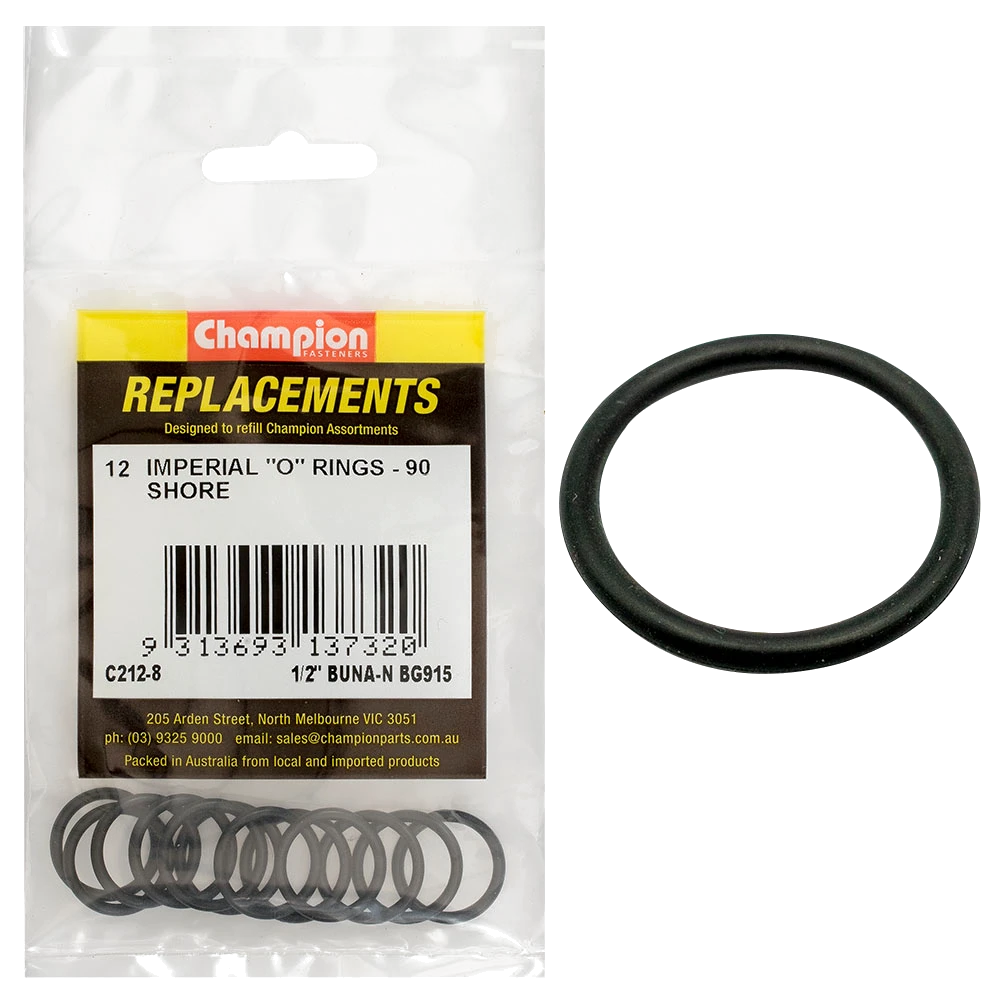 Champion 1/2in (Tube Ref)x.644 (I.D)x.087 (Sec.) O-Ring-12pk