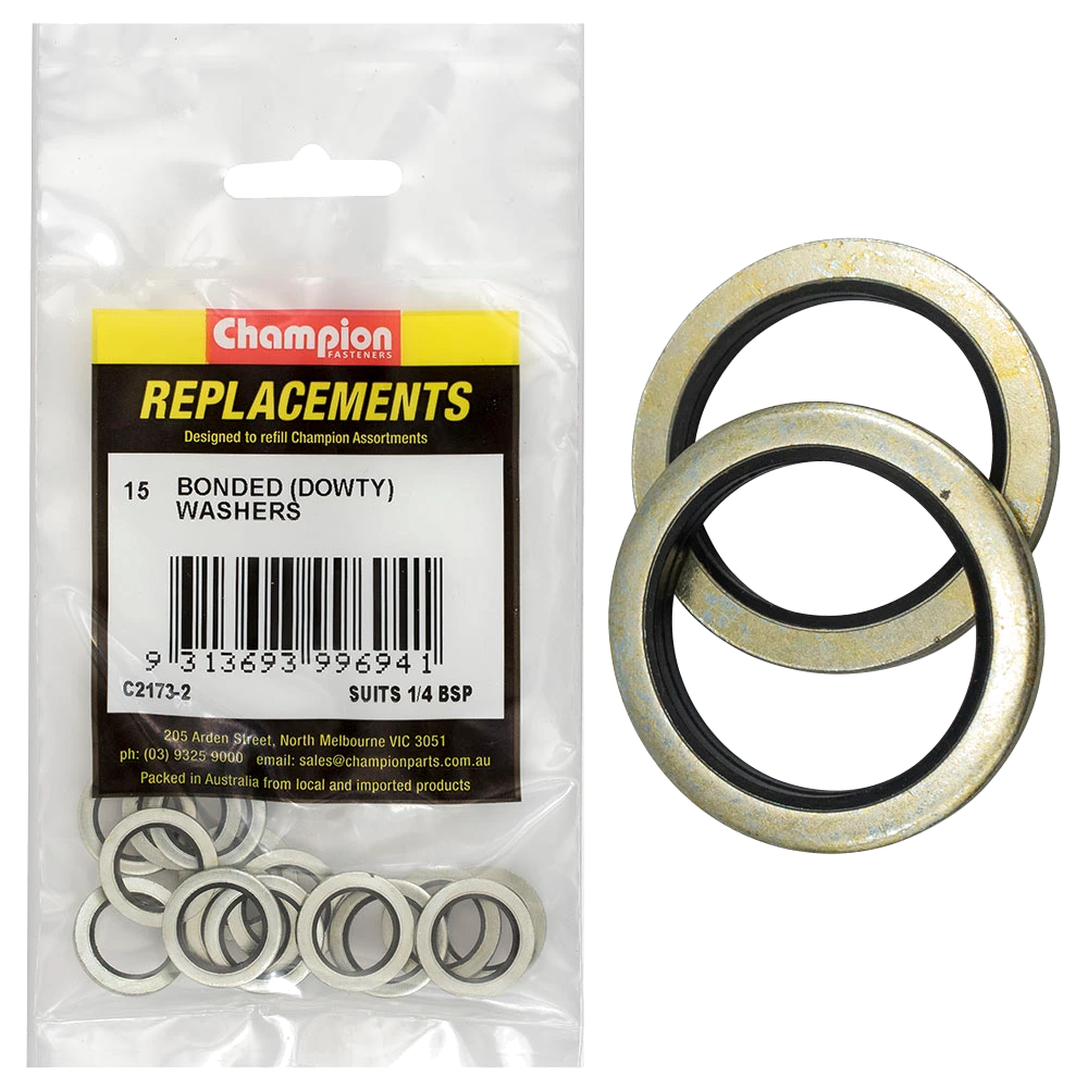 Champion Dowty Washer Suits 1/4 BSP -15pk
