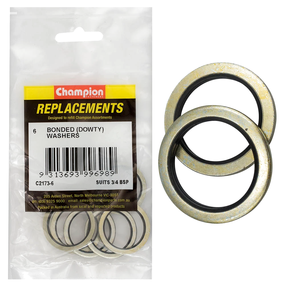 Champion Dowty Washer Suits 3/4 BSP -6pk