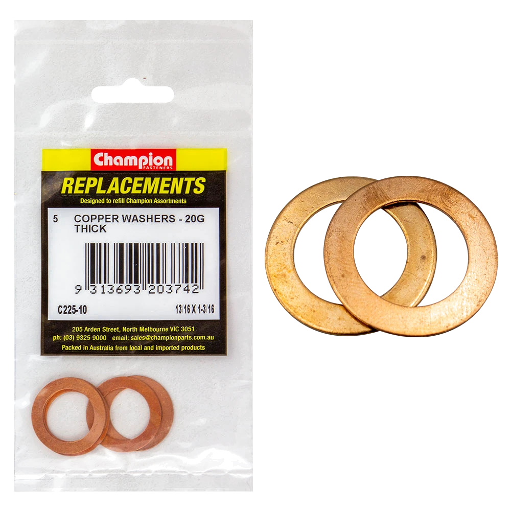 Champion 13/16in x 1-3/16in x 20G Copper Washer -5pk
