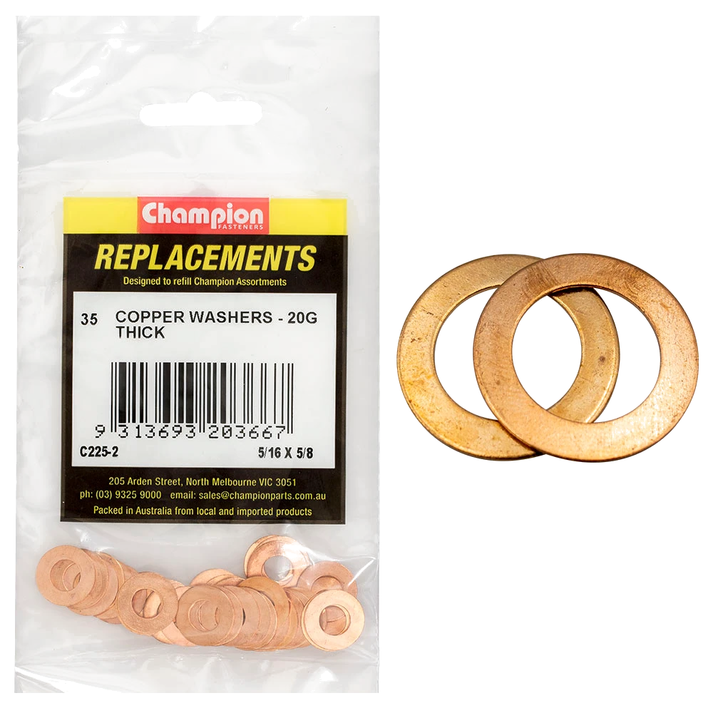 Champion 5/16in x 5/8in x 20G Copper Washer -35pk