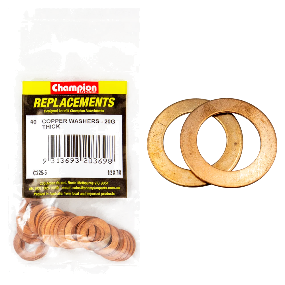 Champion 1/2in x 7/8in x 20G Copper Washer -40pk