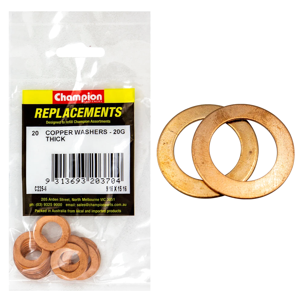 Champion 9/16in x 15/16in x 20G Copper Washer -20pk
