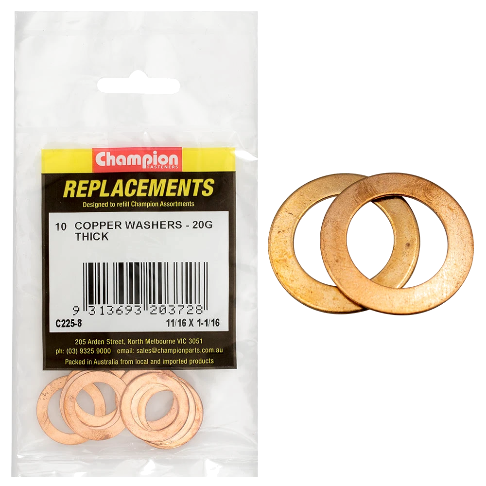 Champion 11/16in x 1-1/16in x 20G Copper Washer -10pk