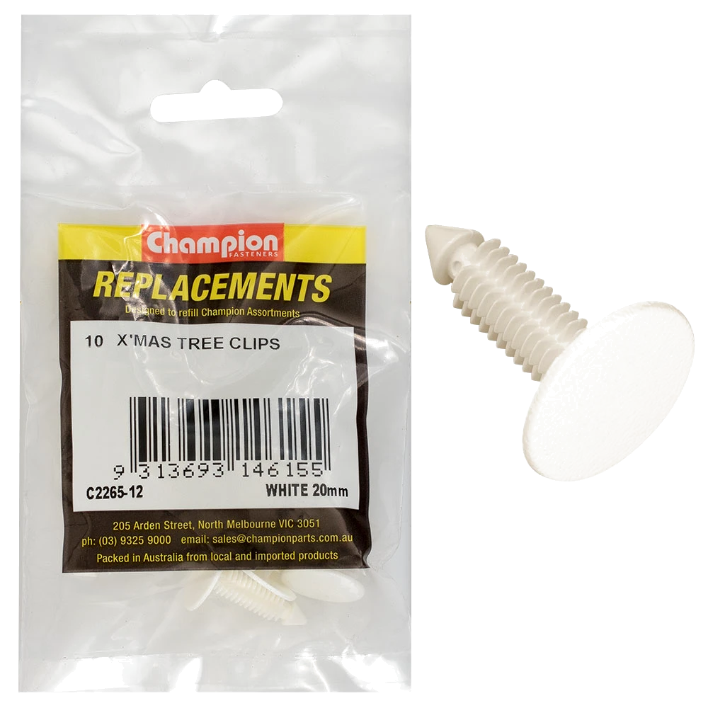 Champion Trim Clips 21mm Head x 30mm -10pk