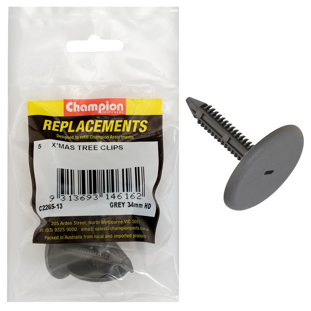 Champion Xmas Tree Clips-Grey -34mm Hd -5pk