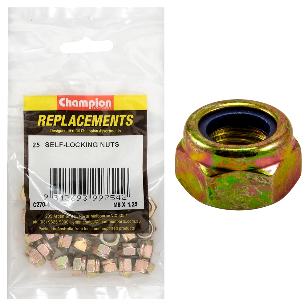 Champion M8 x 1.25 Self Locking Nut (Iso) -25pk