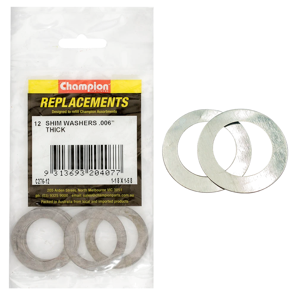Champion 1-1/8in x 1-5/8in x 0.006in Shim Washer -12pk**