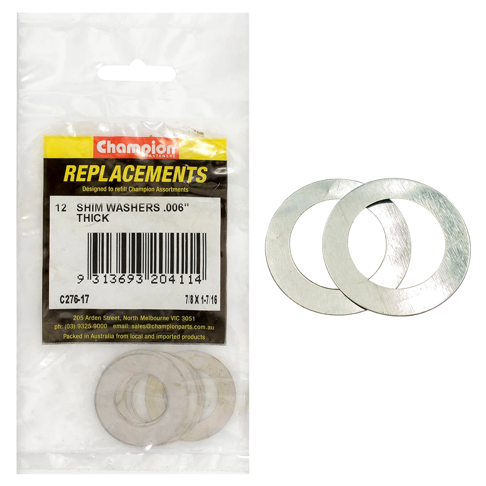 Champion 7/8in x 1-7/16in x 0.006in Shim Washer -12pk****