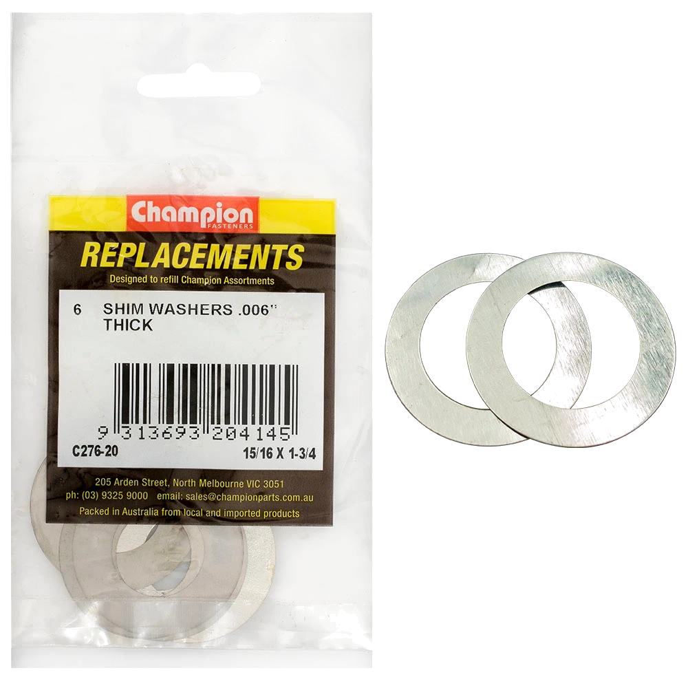 Champion 15/16in x 1-3/4in x 0.006in Shim Washer -6pk****
