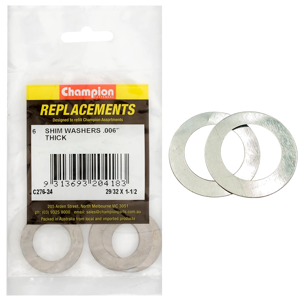 Champion 29/32in x 1-1/2in x 0.006in Shim Washer -6pk****