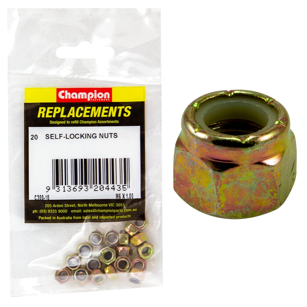 Champion M6 x 1.00 Nylon insert Self-Locking Nut -20pk