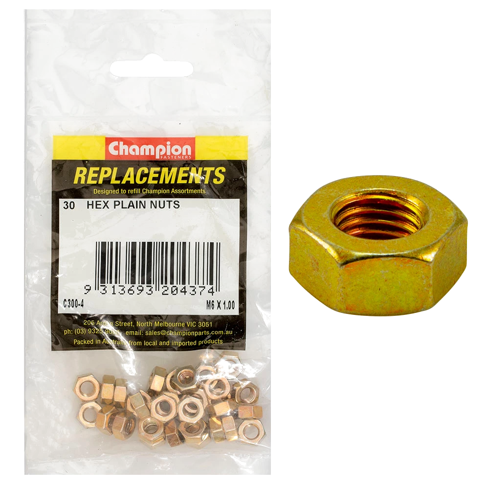 Champion M6 x 1.00 Plain Hex Nut -30pk