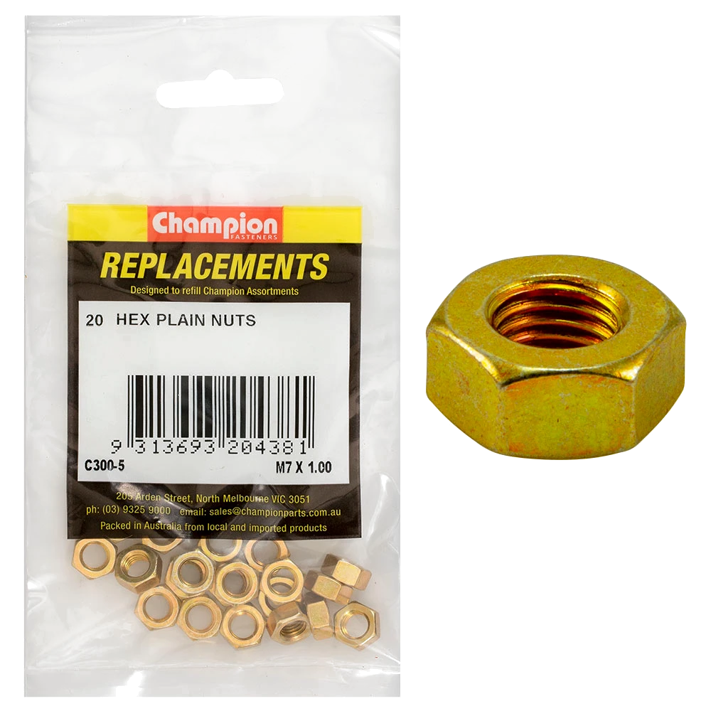 Champion M7 x 1.00 Plain Hex Nut -20pk