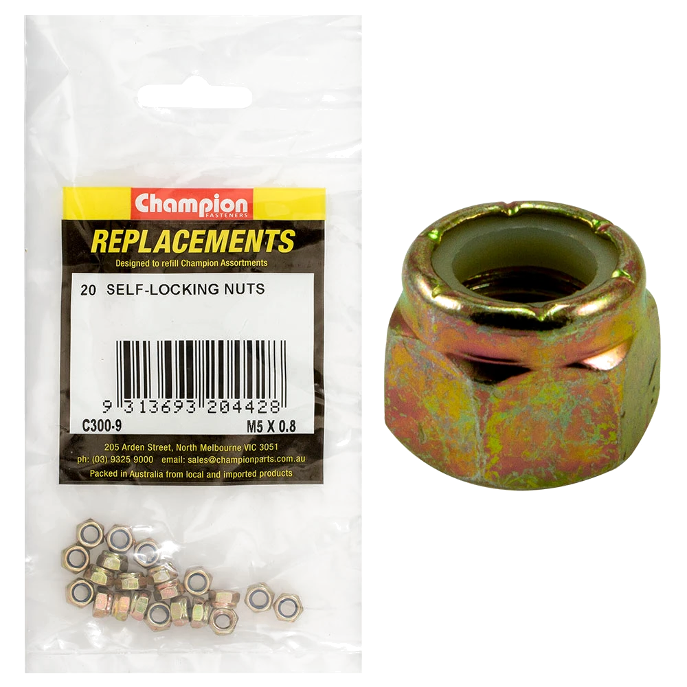 Champion M5 x 0.8 Nylon insert Self-Locking Nut -20pk