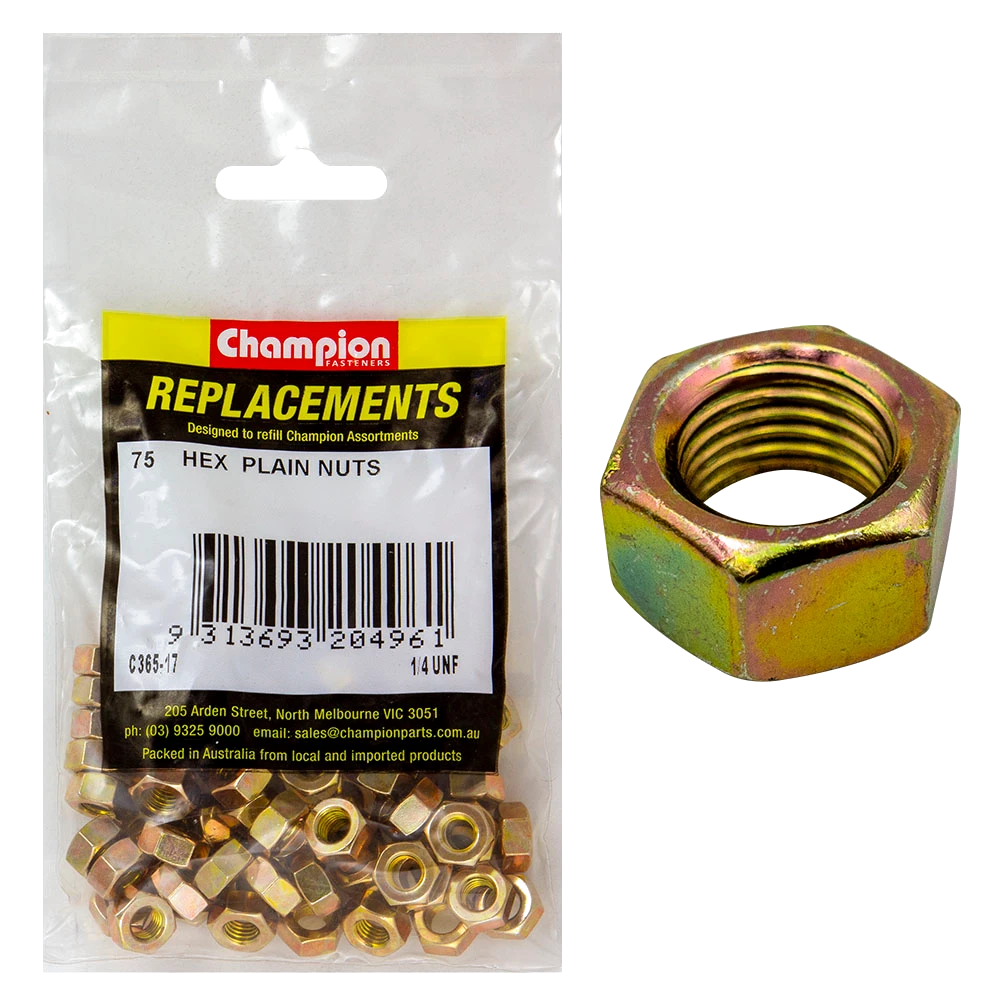 Champion 1/4in UNF Hexagon Nut -75pk