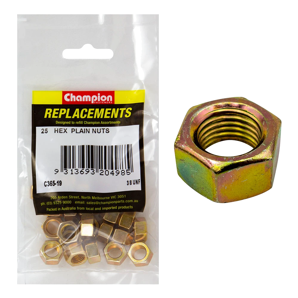 Champion 3/8in UNF Hexagon Nut -25pk