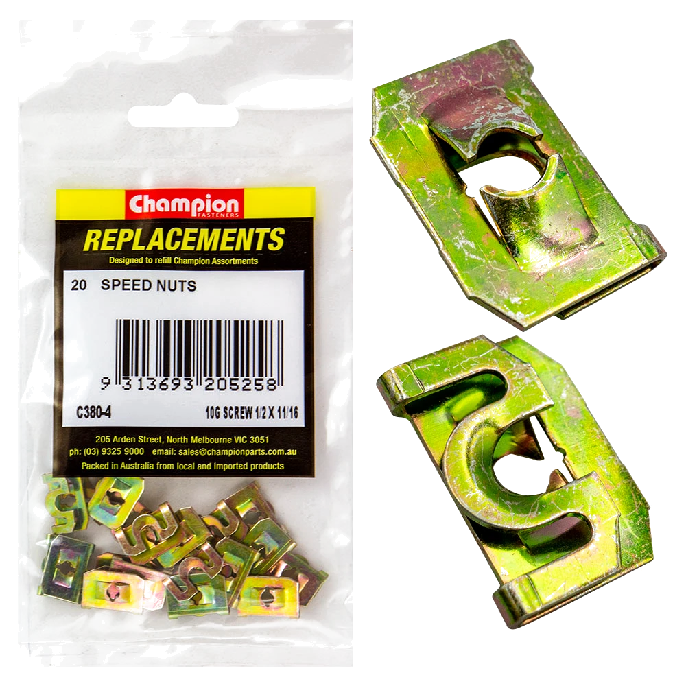 Champion 17.5 x 13 x 4.8mm Captive U-Type Speed Nut -20pk