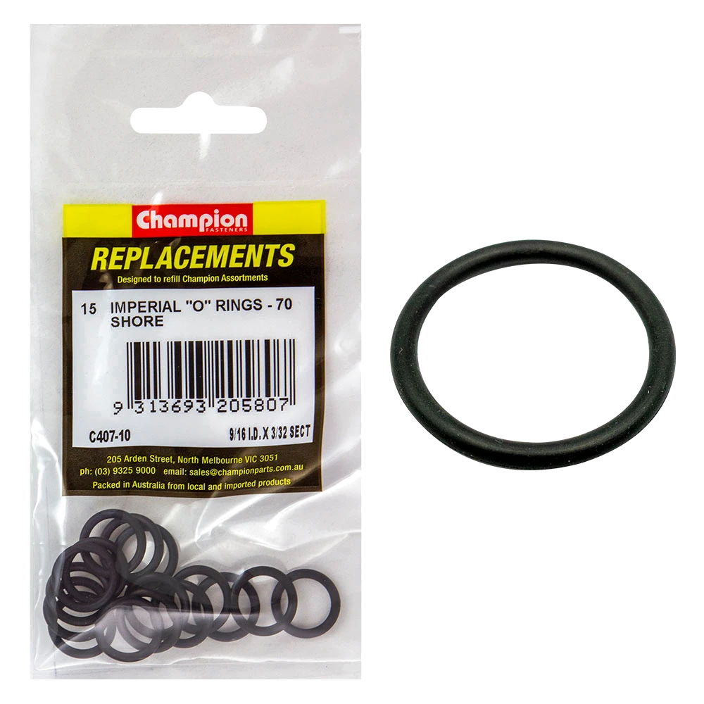 Champion 9/16in (I.D.) x 3/32in Imperial O-Ring -15pk
