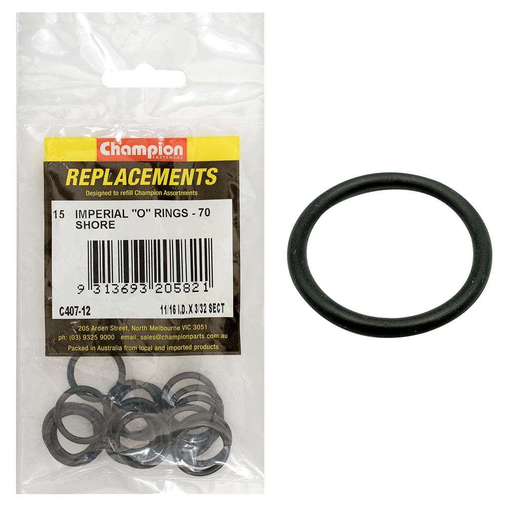Champion 11/16in (I.D.) x 3/32in Imperial O-Ring -15pk