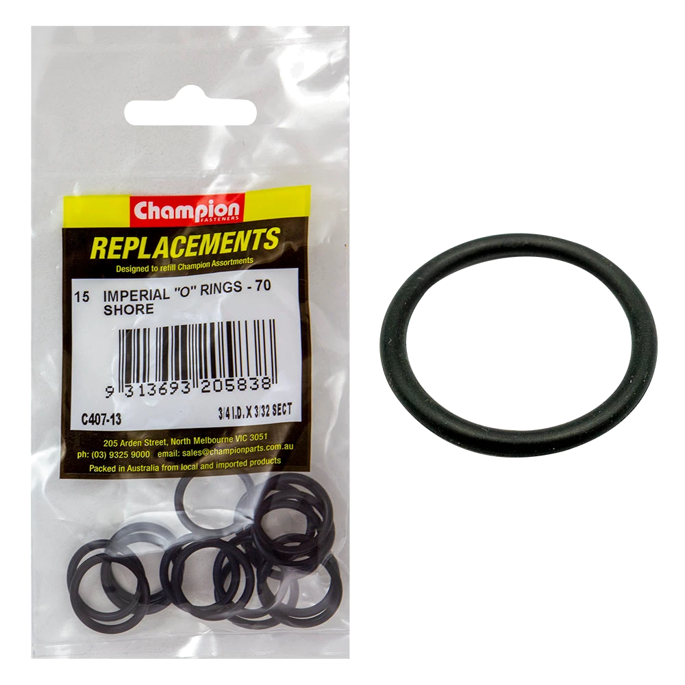 Champion 3/4in (I.D.) x 3/32in Imperial O-Ring -15pk