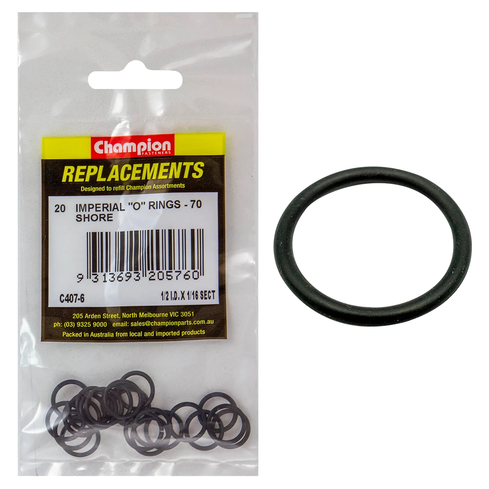 Champion 1/2in (I.D.) x 1/16in Imperial O-Ring -20pk