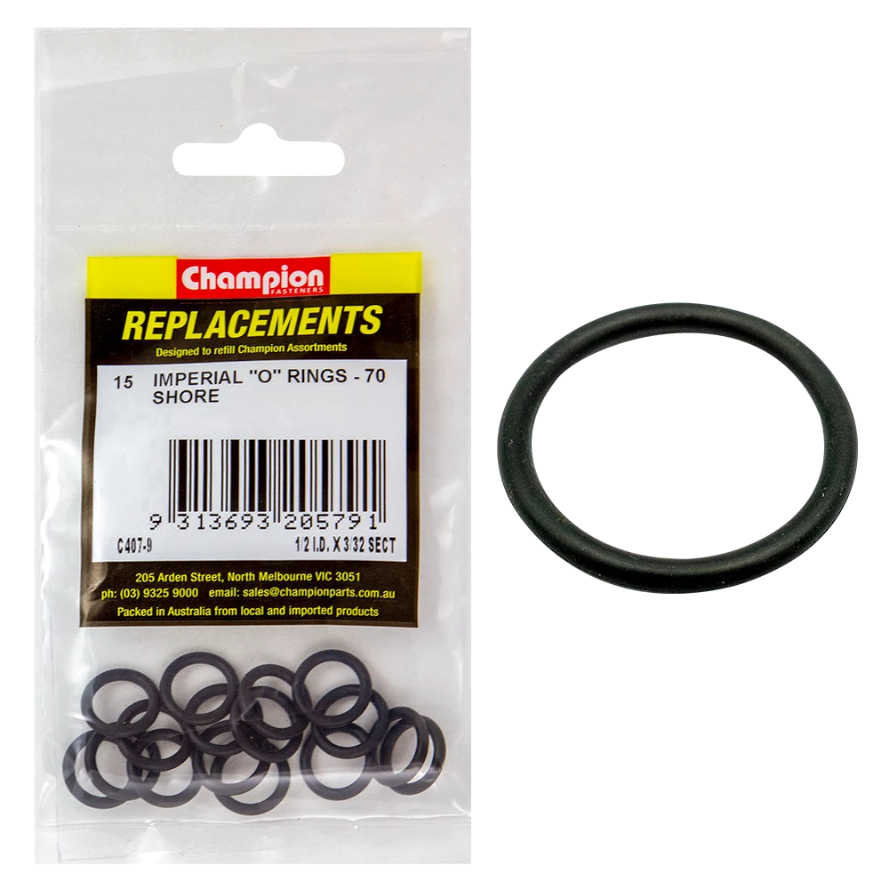 Champion 1/2in (I.D.) x 3/32in Imperial O-Ring -15pk