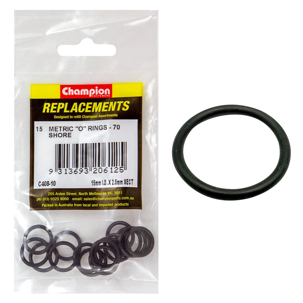 Champion 15mm (I.D.) x 2.5mm Metric O-Ring -15pk