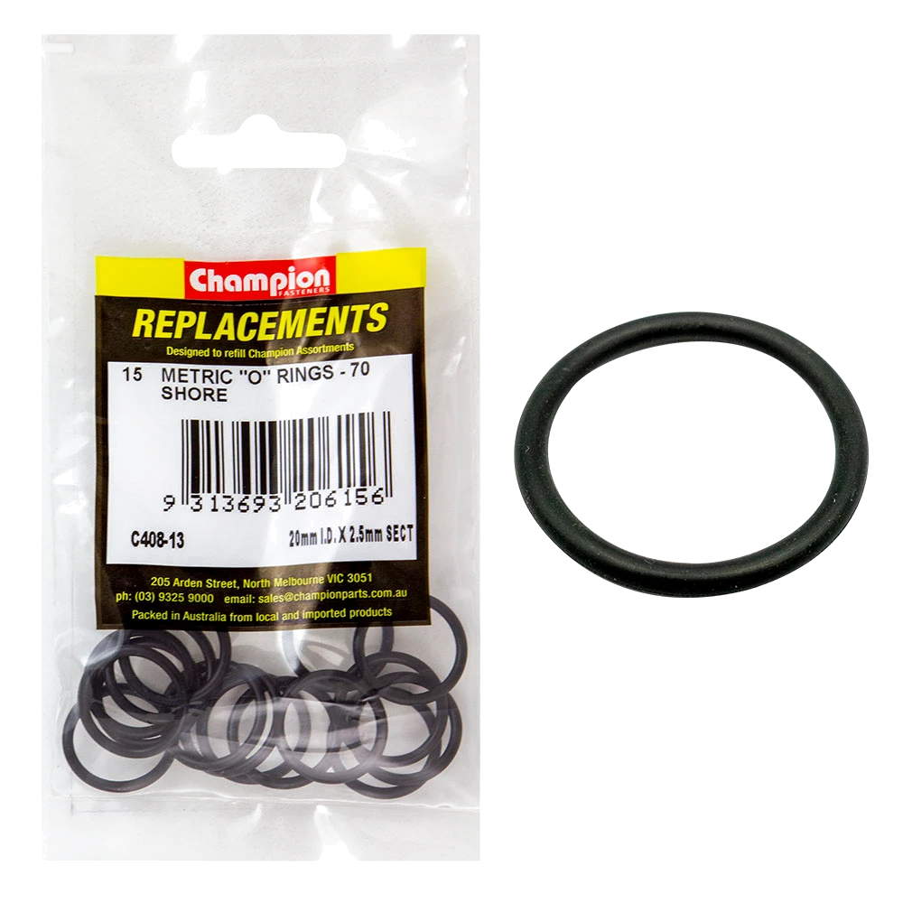 Champion 20mm (I.D.) x 2.5mm Metric O-Ring -15pk