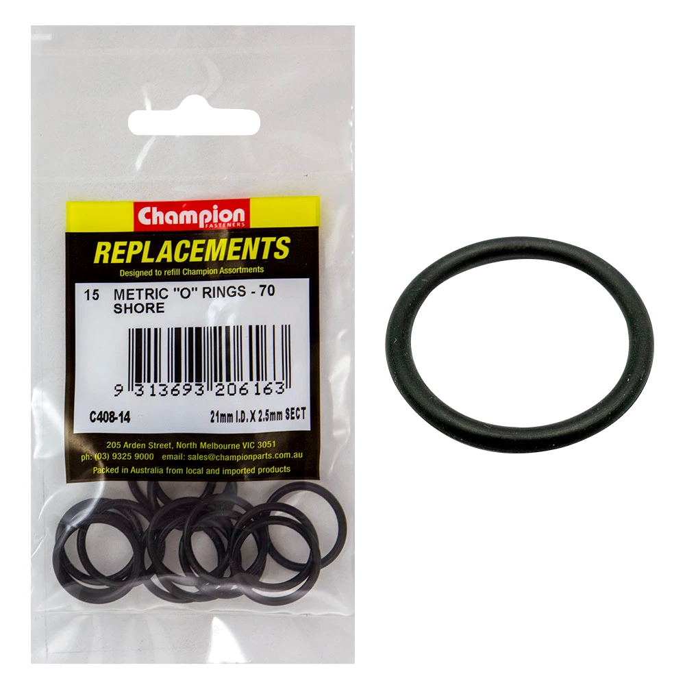 Champion 21mm (I.D.) x 2.5mm Metric O-Ring -15pk
