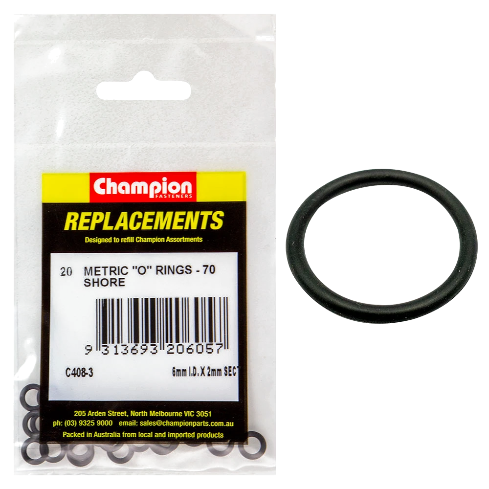 Champion 6mm (I.D.) x 2mm Metric O-Ring -20pk