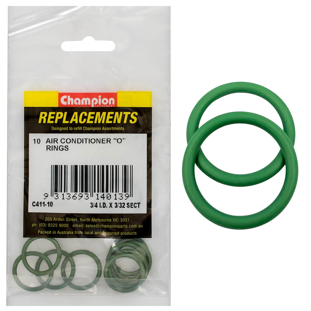 Champion 3/4in (I.D.) x 3/32in Air Cond. (Hmbr) O-Rings-10pk