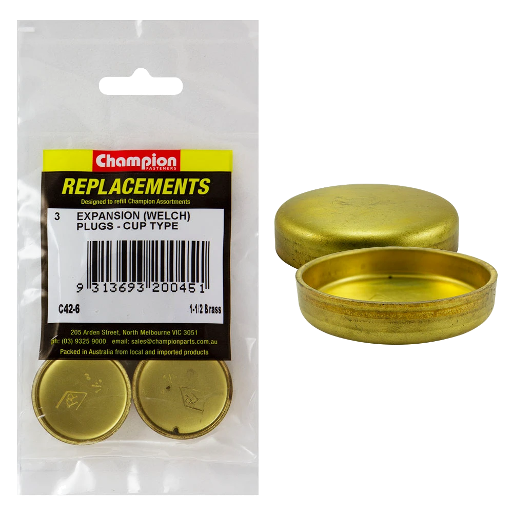 Champion 1-1/2in Brass Expansion (Frost) Plug-Cup Type-3pk**