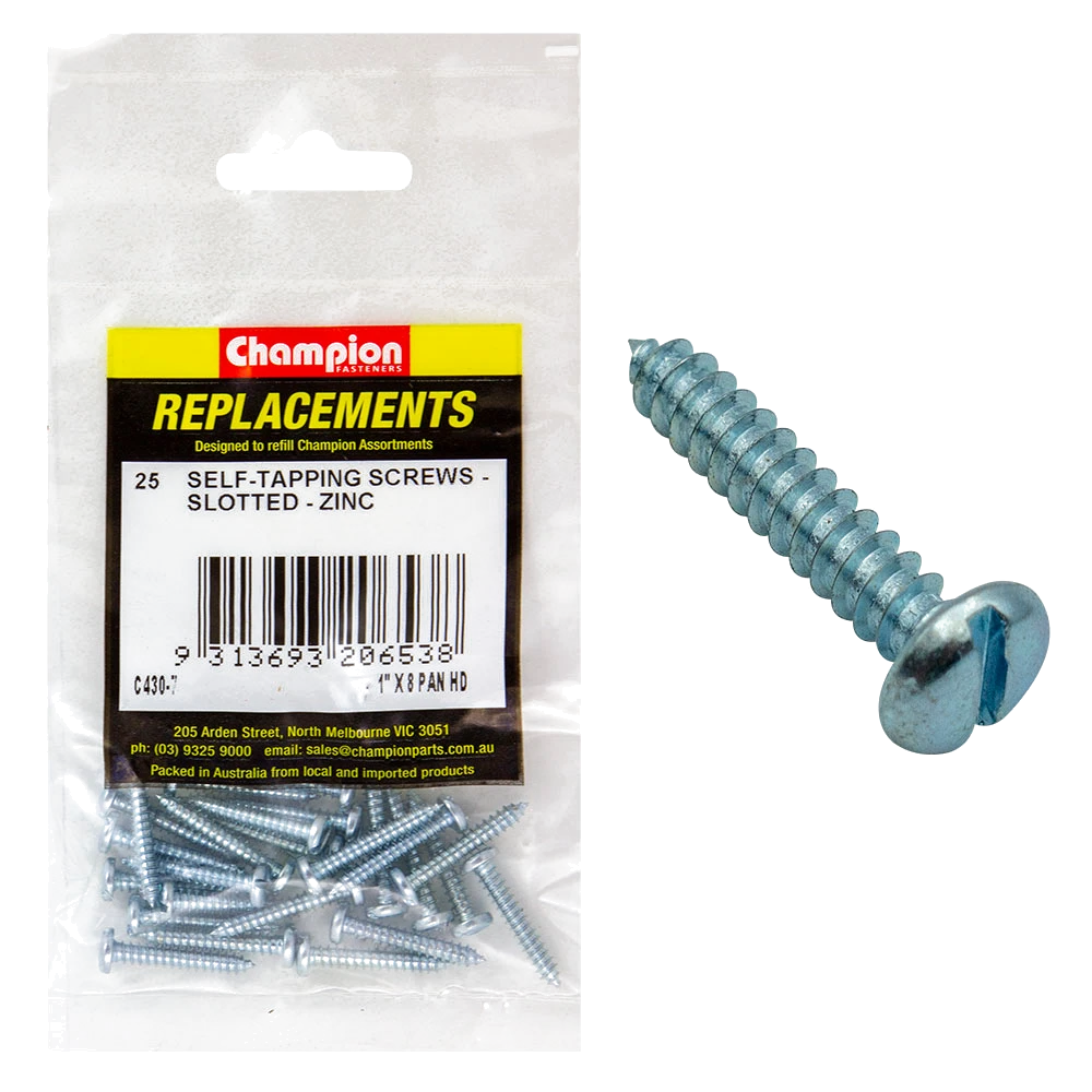 Champion 8G x 1in S/Tapping Screw Pan Head Phillips -25pk