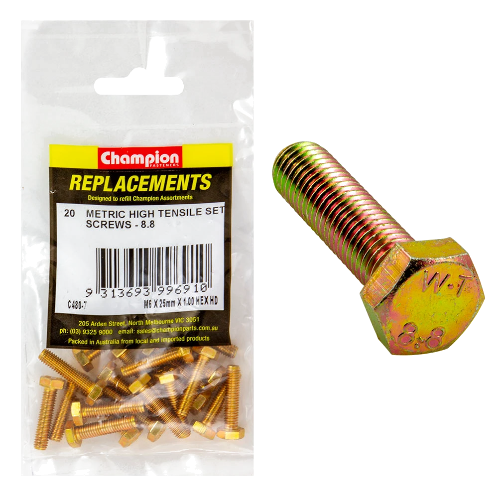 Champion M6 x 25mm x 1.00 Set Screw -Gr8.8 -20pk