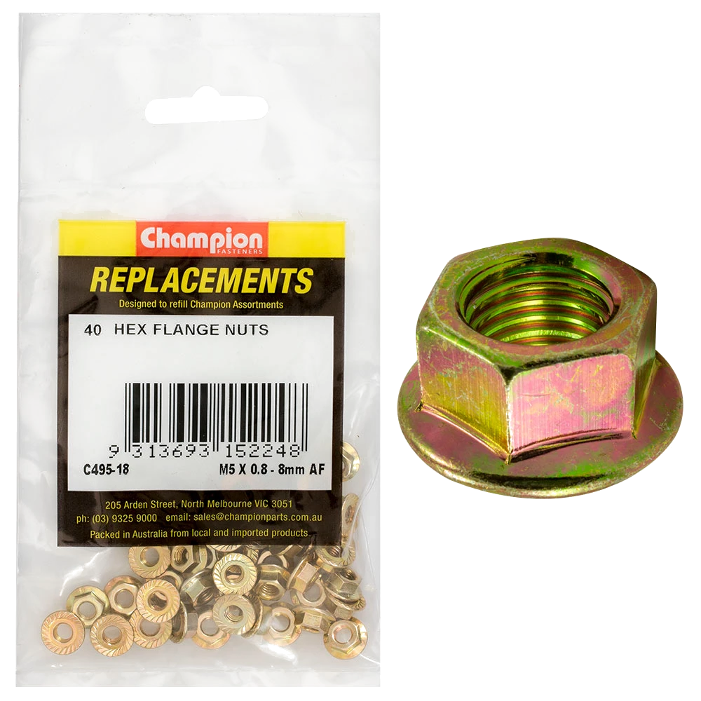 Champion M5 x 0.8 Nut (8mm AF) -40pk