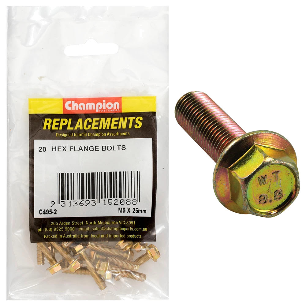 Champion M5 x 25mm Flange Head Set Screw -Gr8.8 -20pk