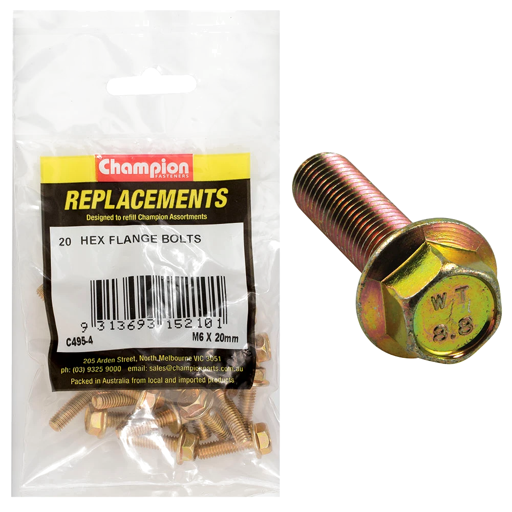 Champion M6 x 20mm Flange Head Set Screw -Gr8.8 -20pk
