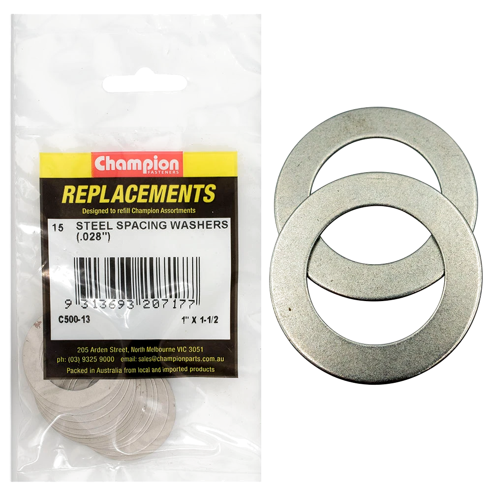 Champion 1 x 1-1/2 x 1/32in (22G) Steel Spacing Washer -15pk