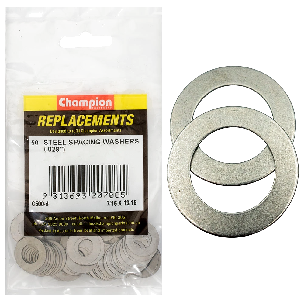 Champion 7/16 x 13/16 x1/32in(22G) Steel Spacing Washer-50pk
