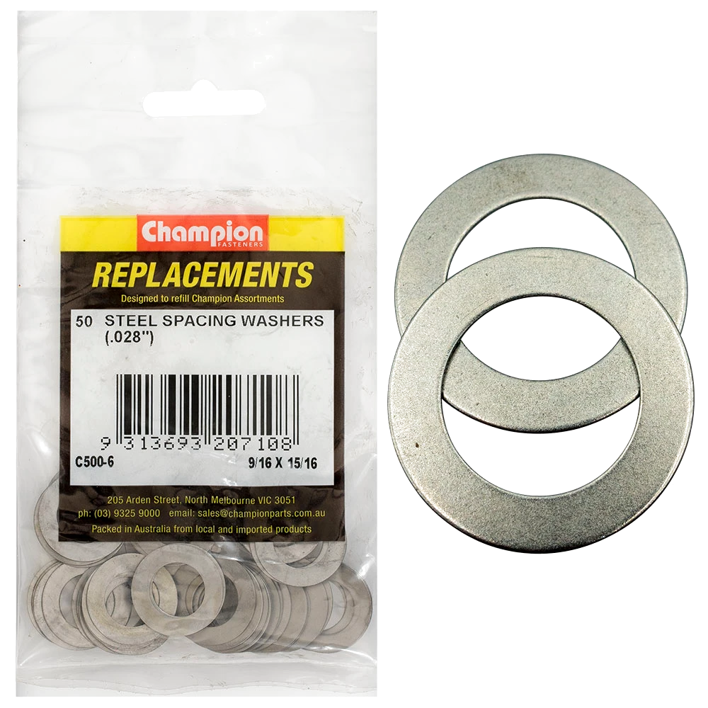 Champion 9/16 x 15/16 x1/32in(22G) Steel Spacing Washer-50pk