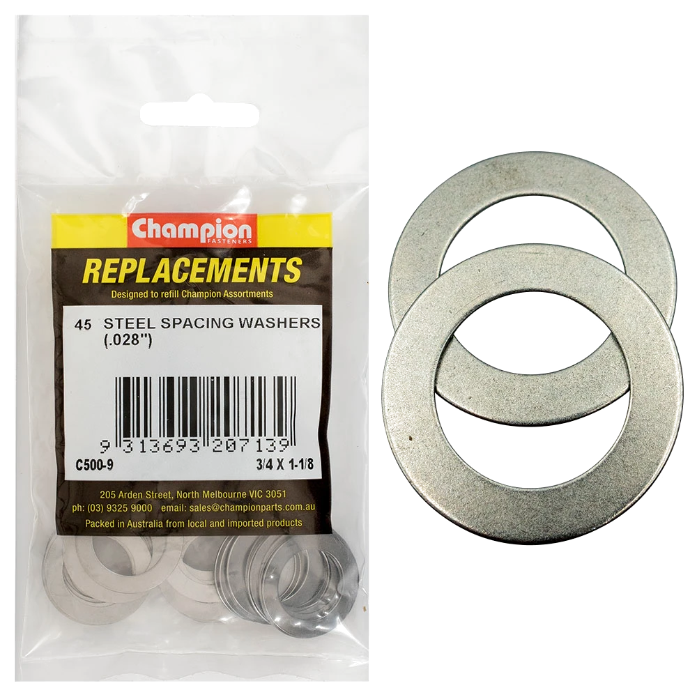Champion 3/4 x 1-1/8 x 1/32in(22G) Steel Spacing Washer-45pk