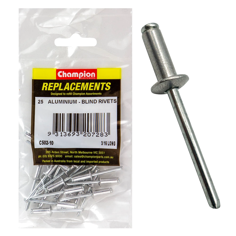 Champion 3/16in x 0.570in (14.48mm) Long Blind Rivets -25pk