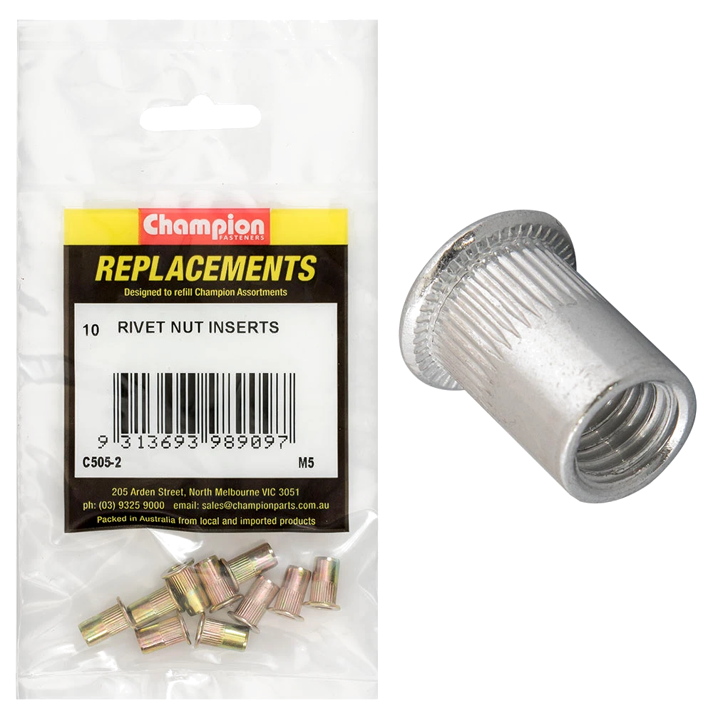 Champion M5 Steel Rivet Nut inserts -10pk