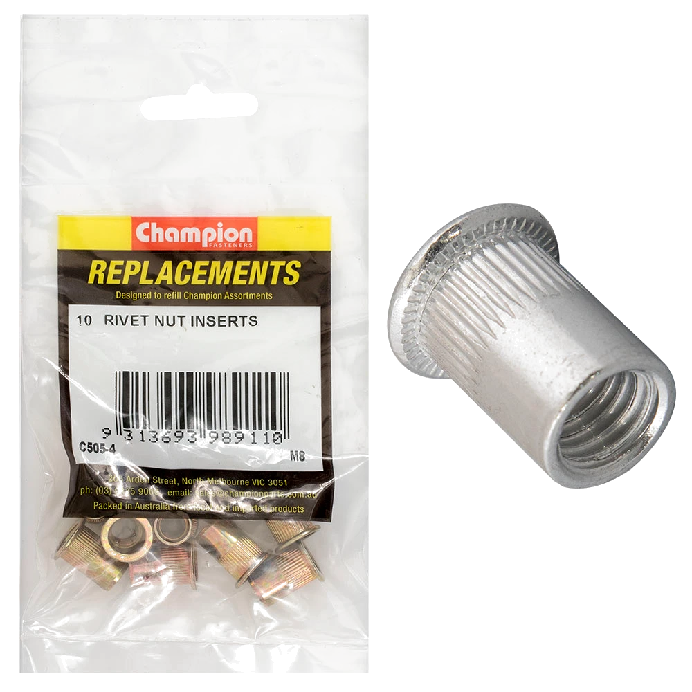 Champion M8 Steel Rivet Nut inserts -10pk