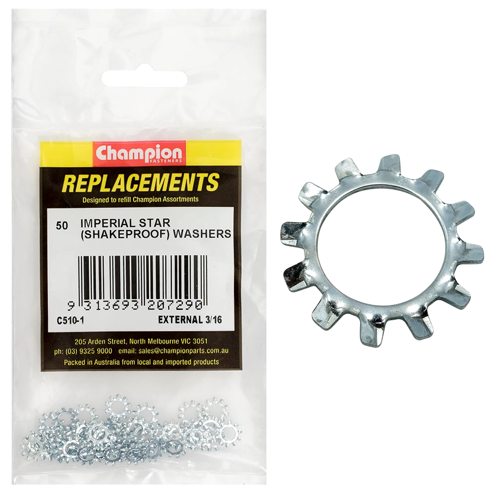 Champion 3/16in External Star Washer -50pk