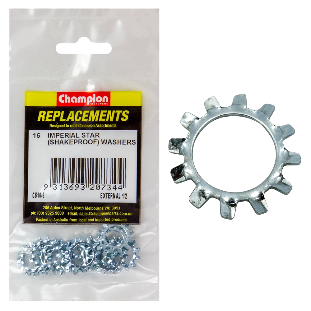 Champion 1/2in External Star Washer -15pk